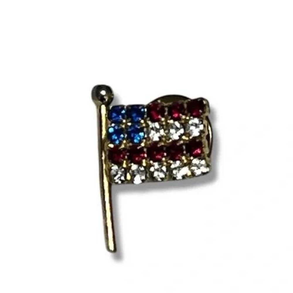 Rhinestone American Flag Vintage Lapel Vest Hat Pin A33